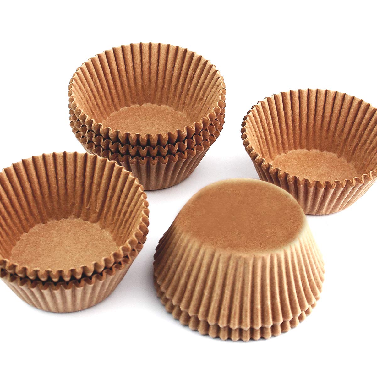 Eoonfirst Standard Size Baking Cups Food-Grade Greaseproof Paper Cupcake Liners 200 Pcs (Natural)